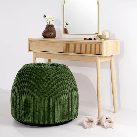 Dressing Table Pouf Stool - Cord Forest Green 02