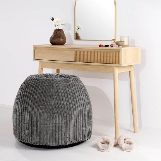 Dressing Table Pouf Stool - Cord Graphite Grey 02