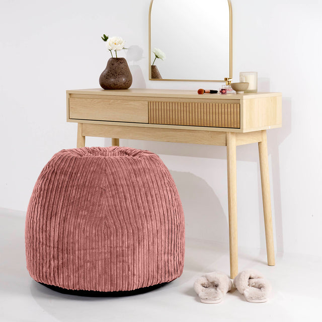 Dressing Table Pouf Stool - Cord Peach 02