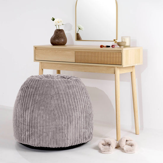 Dressing Table Pouf Stool - Cord Silver Grey 02