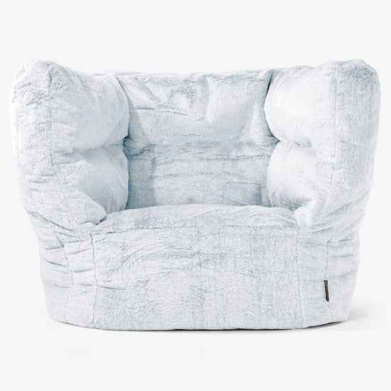 Albert Bean Bag Armchair 2.0 - Fluffy Faux Fur Rabbit Dusty Blue 01