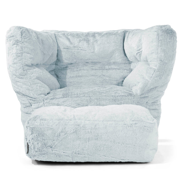 Albert Bean Bag Armchair 2.0 - Fluffy Faux Fur Rabbit Dusty Blue 02