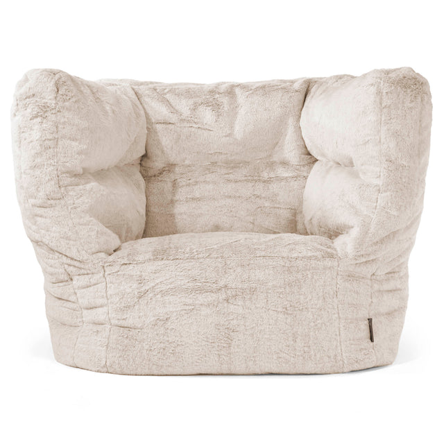 Albert Bean Bag Armchair 2.0 - Fluffy Faux Fur Rabbit Golden Brown 01