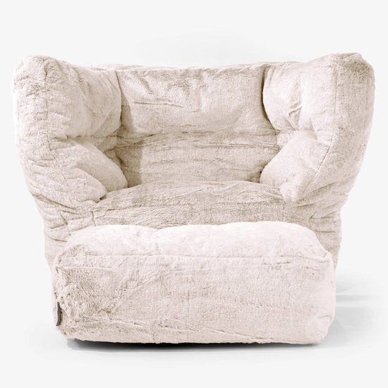 Albert Bean Bag Armchair 2.0 - Fluffy Faux Fur Rabbit Golden Brown 02