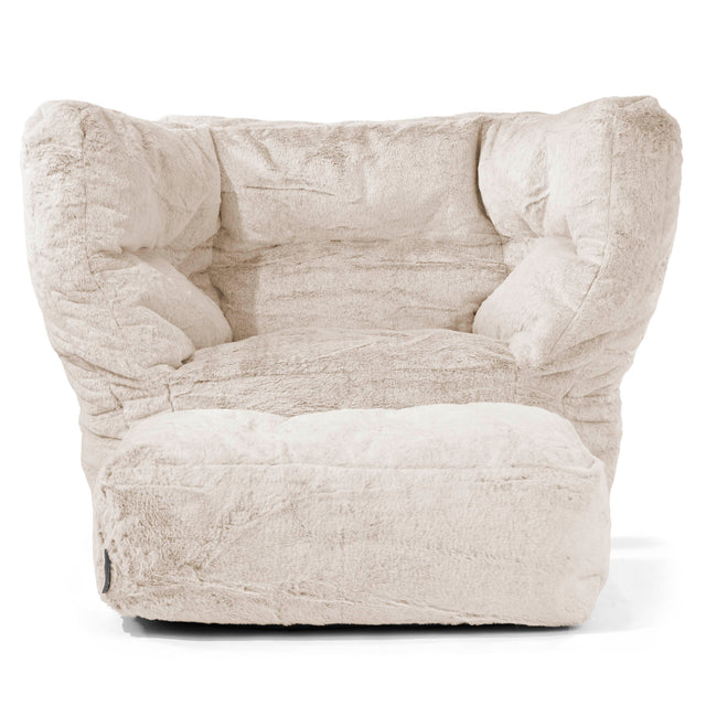 Albert Bean Bag Armchair 2.0 - Fluffy Faux Fur Rabbit Golden Brown 02