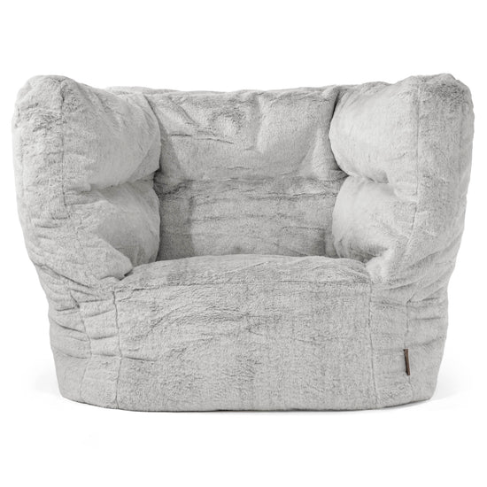 Albert Bean Bag Armchair 2.0 - Fluffy Faux Fur Rabbit Light Grey 01