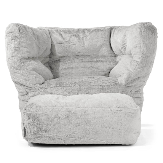 Albert Bean Bag Armchair 2.0 - Fluffy Faux Fur Rabbit Light Grey 02