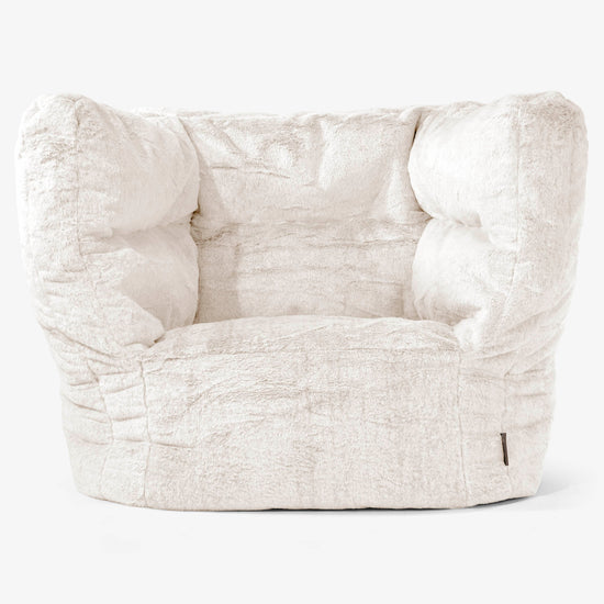 Albert Bean Bag Armchair 2.0 - Fluffy Faux Fur Rabbit White 01
