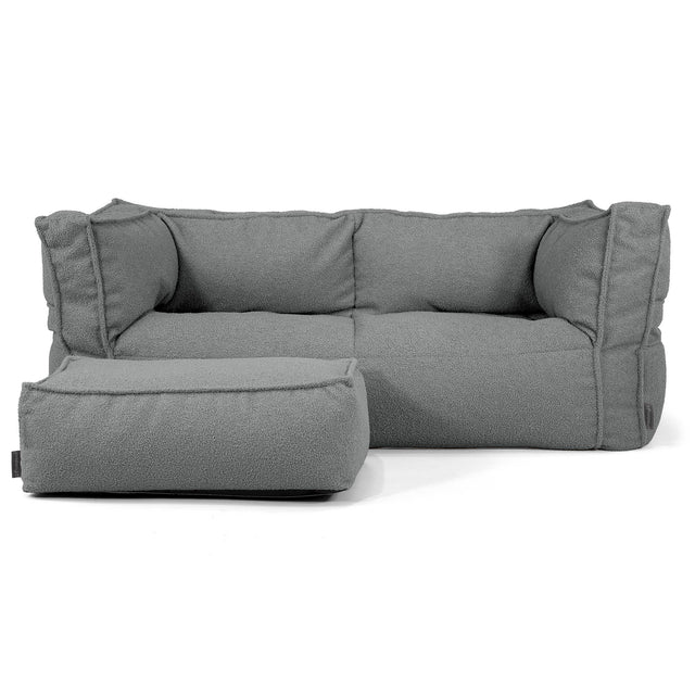 The 2 Seater Albert Sofa Bean Bag - Boucle Grey