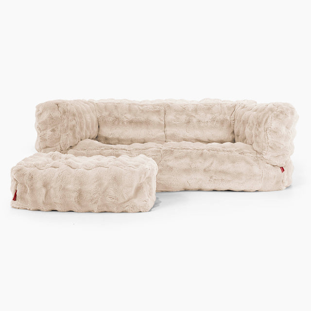 The 2 Seater Albert Sofa Bean Bag - Bubble Faux Fur Cream 02