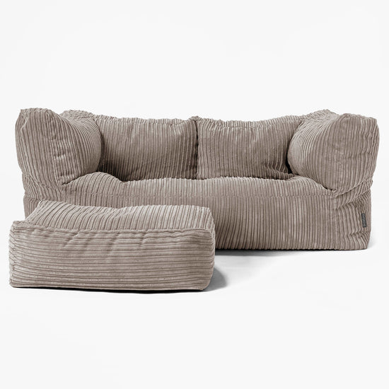 The 2 Seater Albert Sofa Bean Bag - Cord Dovetail Grey 02