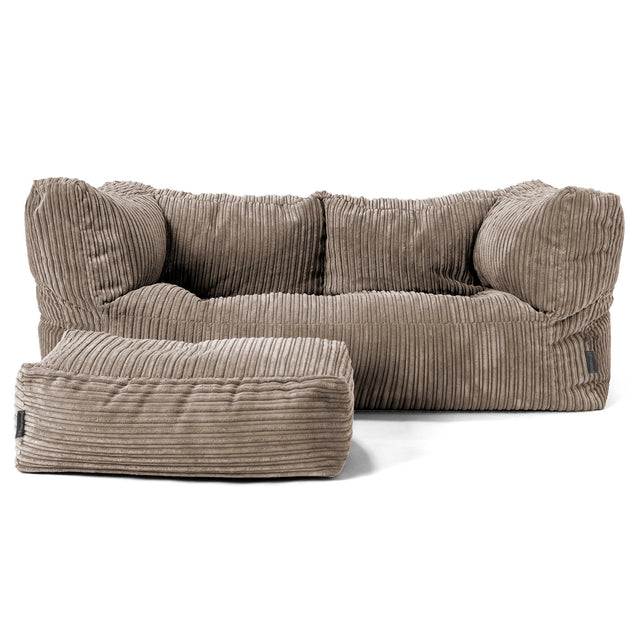 The 2 Seater Albert Sofa Bean Bag - Cord Dovetail Grey 02