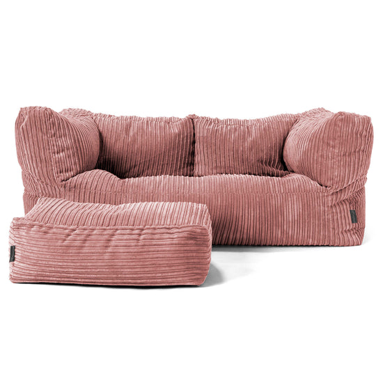 The 2 Seater Albert Sofa Bean Bag - Cord Peach 02