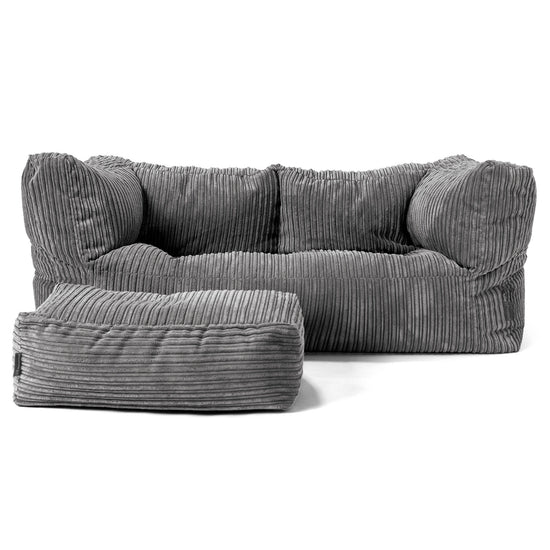 The 2 Seater Albert Sofa Bean Bag - Cord Slate Grey 02