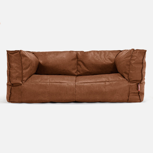 The 2 Seater Albert Sofa Bean Bag Replacement Cover - Distressed Leather 01