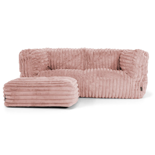 The 2 Seater Albert Sofa Bean Bag - Ultra Plush Cord Dusty Pink 02