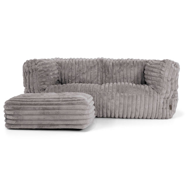 The 2 Seater Albert Sofa Bean Bag - Ultra Plush Cord Grey 02