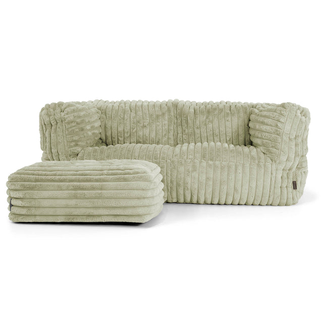 The 2 Seater Albert Sofa Bean Bag - Ultra Plush Cord Sage Green 02