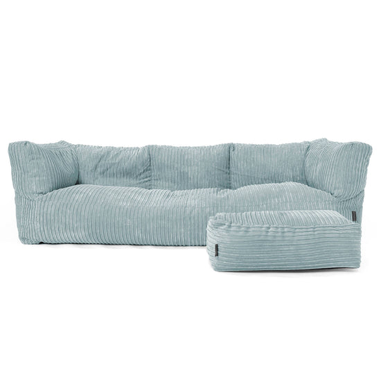 The 3 Seater Albert Sofa Bean Bag - Cord Mint Green 02