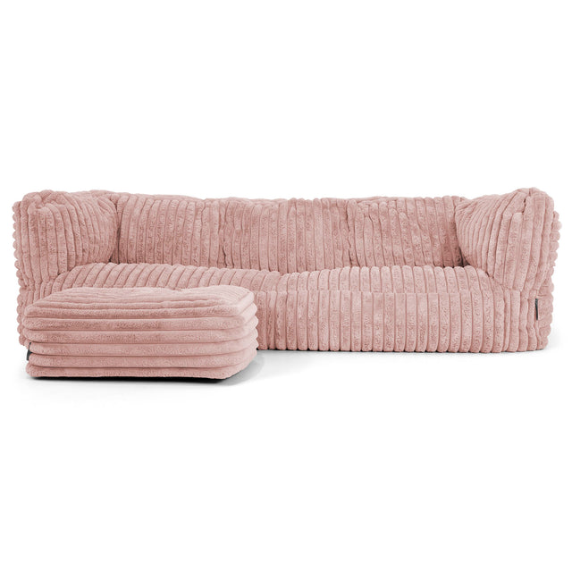 The 3 Seater Albert Sofa Bean Bag - Ultra Plush Cord Dusty Pink 02