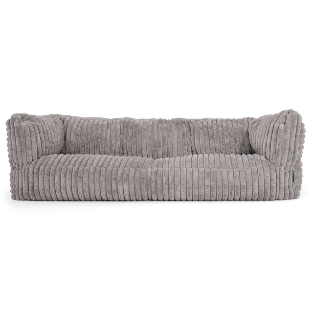 The 3 Seater Albert Sofa Bean Bag - Ultra Plush Cord Grey 01