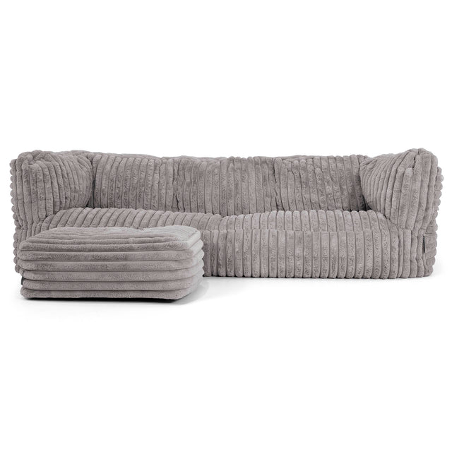 The 3 Seater Albert Sofa Bean Bag - Ultra Plush Cord Grey 02