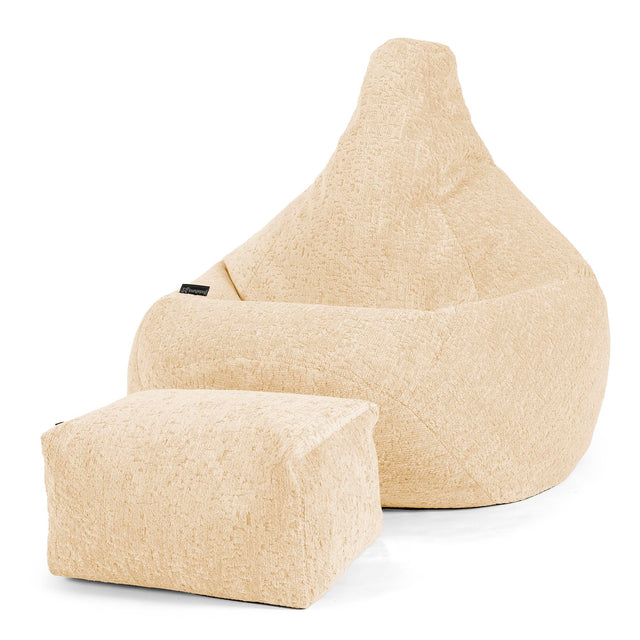 Highback Bean Bag Chair - Cord Ivory 01