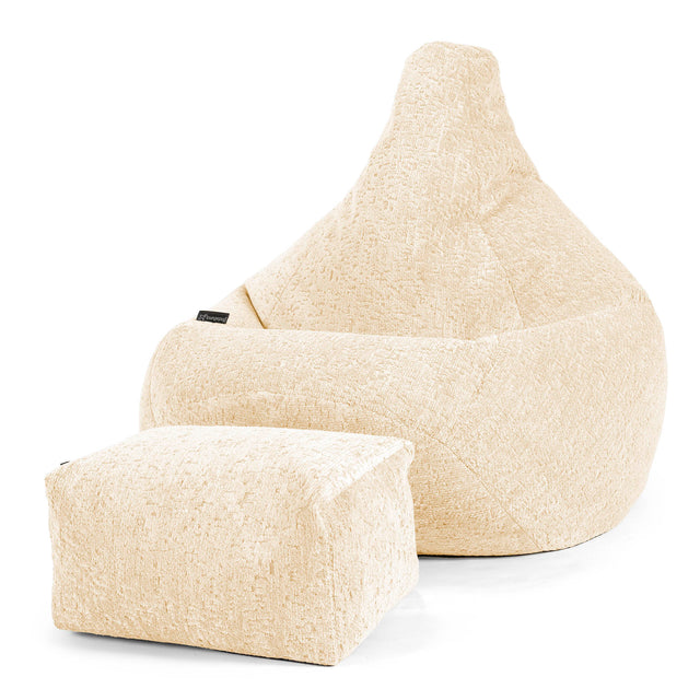 Highback Bean Bag Chair - Cord Ivory 01