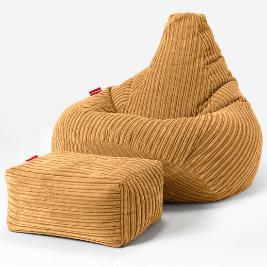 Highback Bean Bag Chair - Cord Golden Honey 01