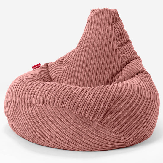 Highback Bean Bag Chair - Cord Peach 02