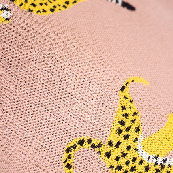 Highback Bean Bag Chair - Knitted Cheetah Pink Fabric Close-up Image