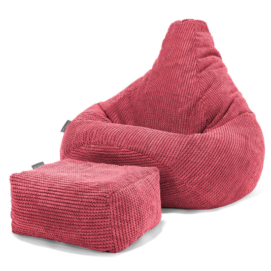 Highback Bean Bag Chair - Pom Pom Pastel Red 01