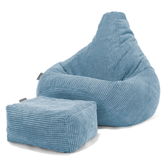Highback Bean Bag Chair - Pom Pom Sky Blue 01
