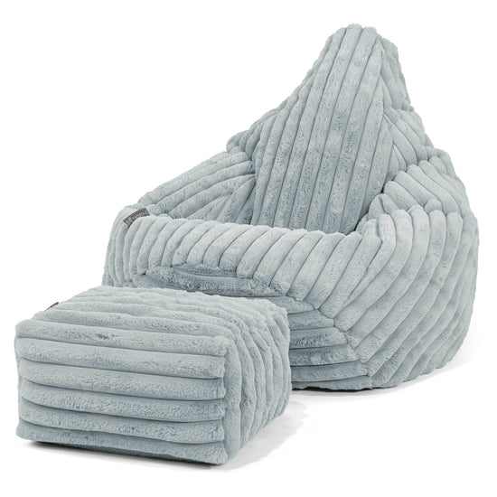 Highback Bean Bag Chair - Ultra Plush Cord Duck Egg Blue 01