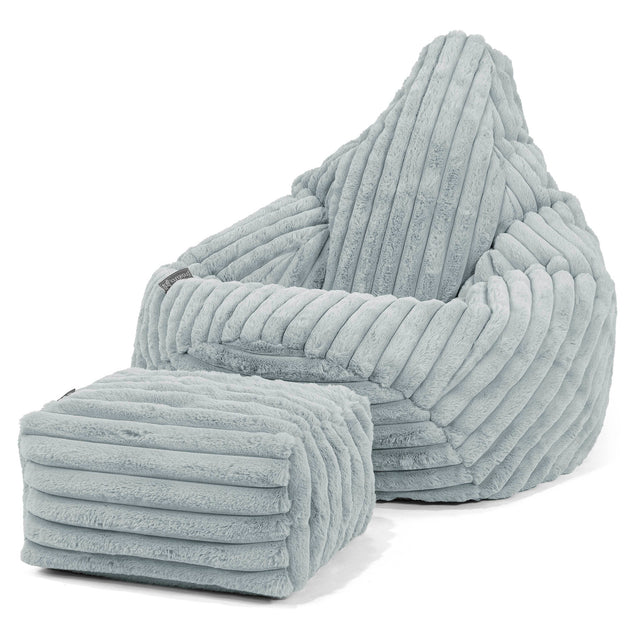 Highback Bean Bag Chair - Ultra Plush Cord Duck Egg Blue 01