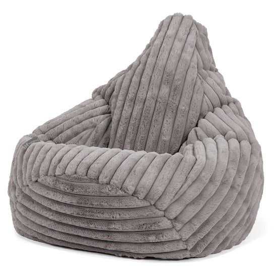 Highback Bean Bag Chair - Ultra Plush Cord Grey 02