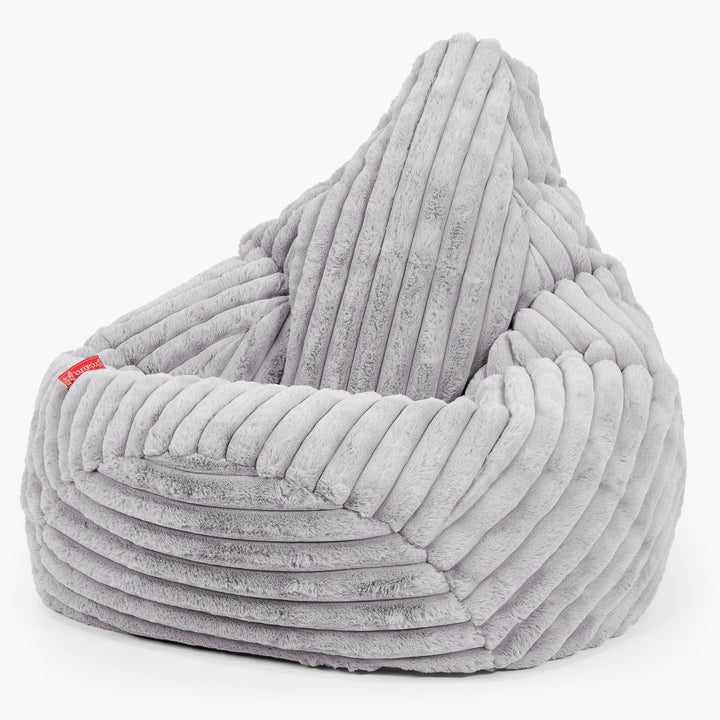 Highback Bean Bag Chair - Ultra Plush Cord Grey 02