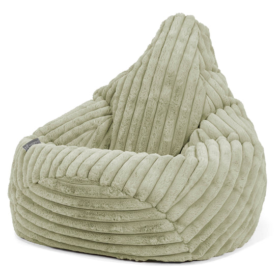 Highback Bean Bag Chair - Ultra Plush Cord Sage Green 02