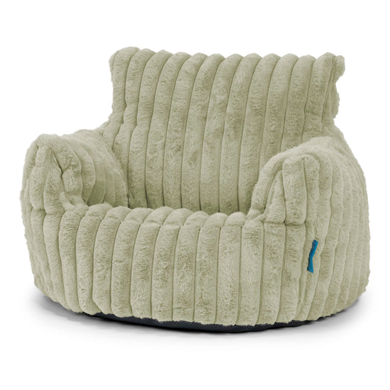 Kids Armchair Bean Bag for Toddlers 1-3 yr - Ultra Plush Cord Sage Green 01