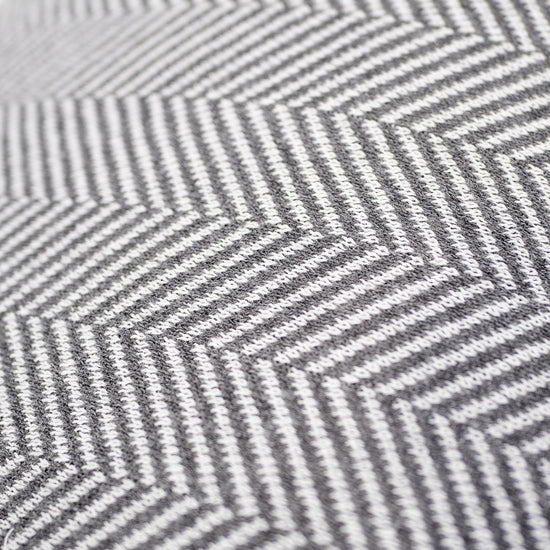 Small Footstool - Knitted Herringbone Grey 03