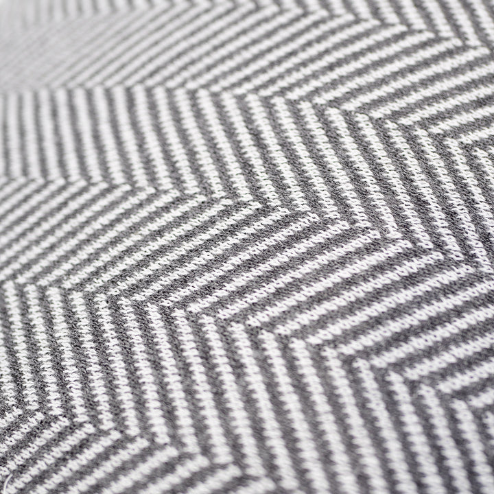 Small Footstool - Knitted Herringbone Grey 03