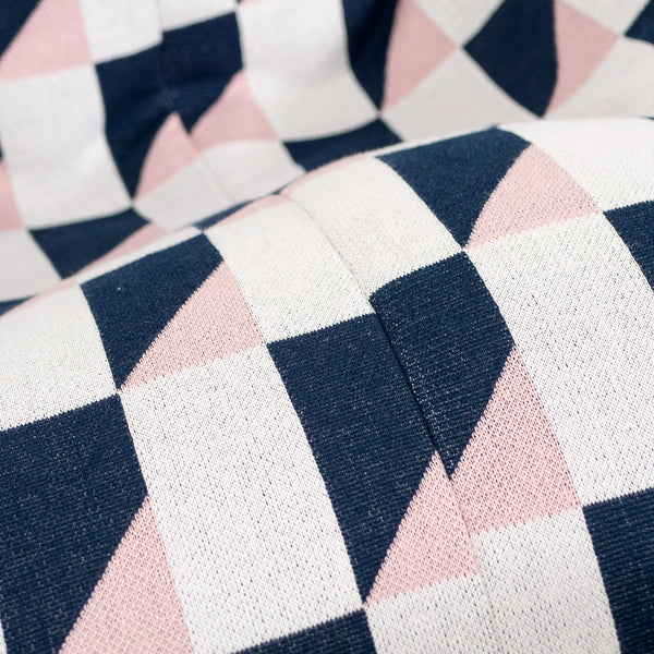 Gaming Lounger Bean Bag - Knitted Geometric Blue Fabric Close-up Image