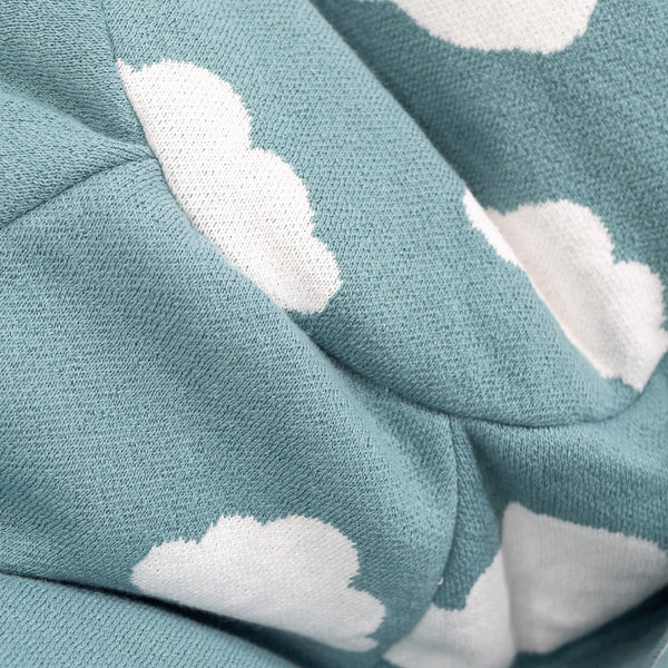 Classic Kids Bean Bag Chair 1-5 yr - Knitted Cloud Blue Fabric Close-up Image