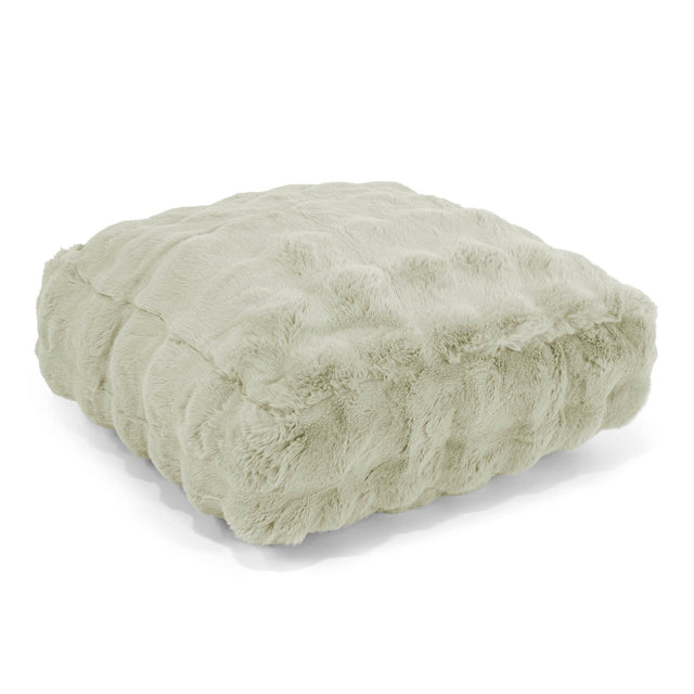 Large Floor Cushion - Bubble Faux Fur Sage Green 01