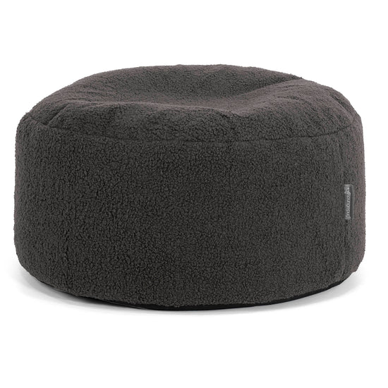 Large Round Footstool - Boucle Graphite Grey 01