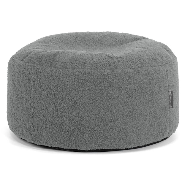 Large Round Footstool - Boucle Grey 01