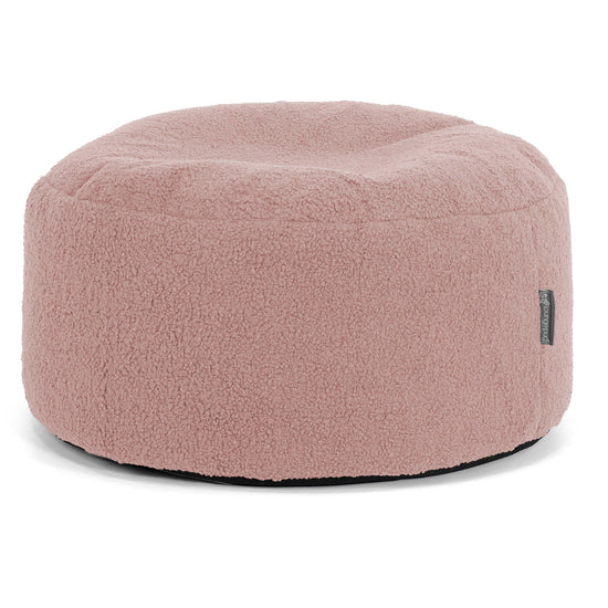Large Round Footstool - Boucle Pink 01