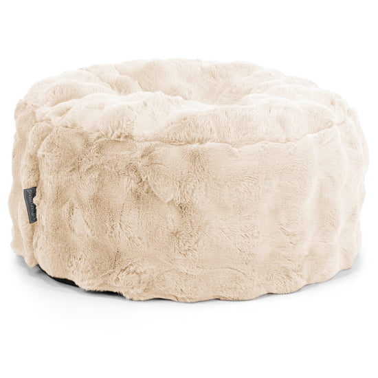 Large Round Footstool - Bubble Faux Fur Cream 01