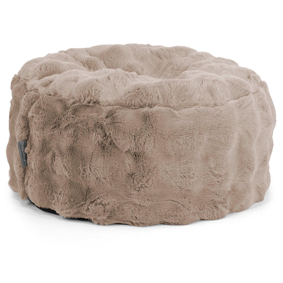 Large Round Footstool - Bubble Faux Fur Mink 01