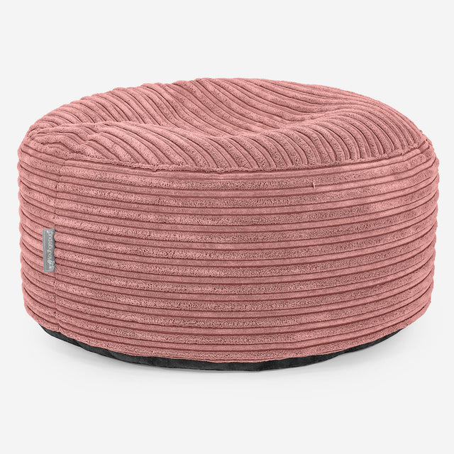 Large Round Footstool - Cord Peach 01